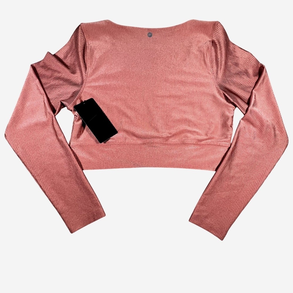 90 Degree by Reflex Rib Twist Cropped Long Sleeve Active Top Sporty Chic